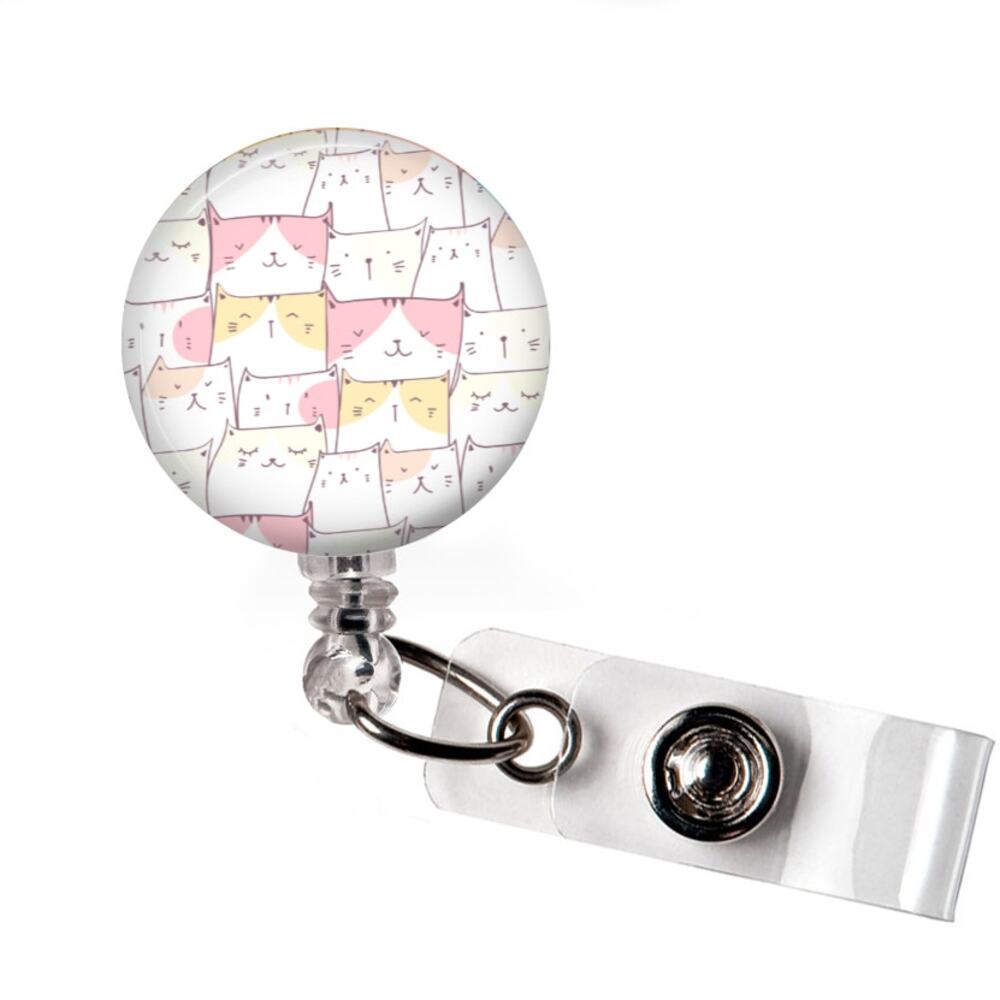 Cats And Lots Of Cats Badge Reel Cat Lover Retractable ID Holder